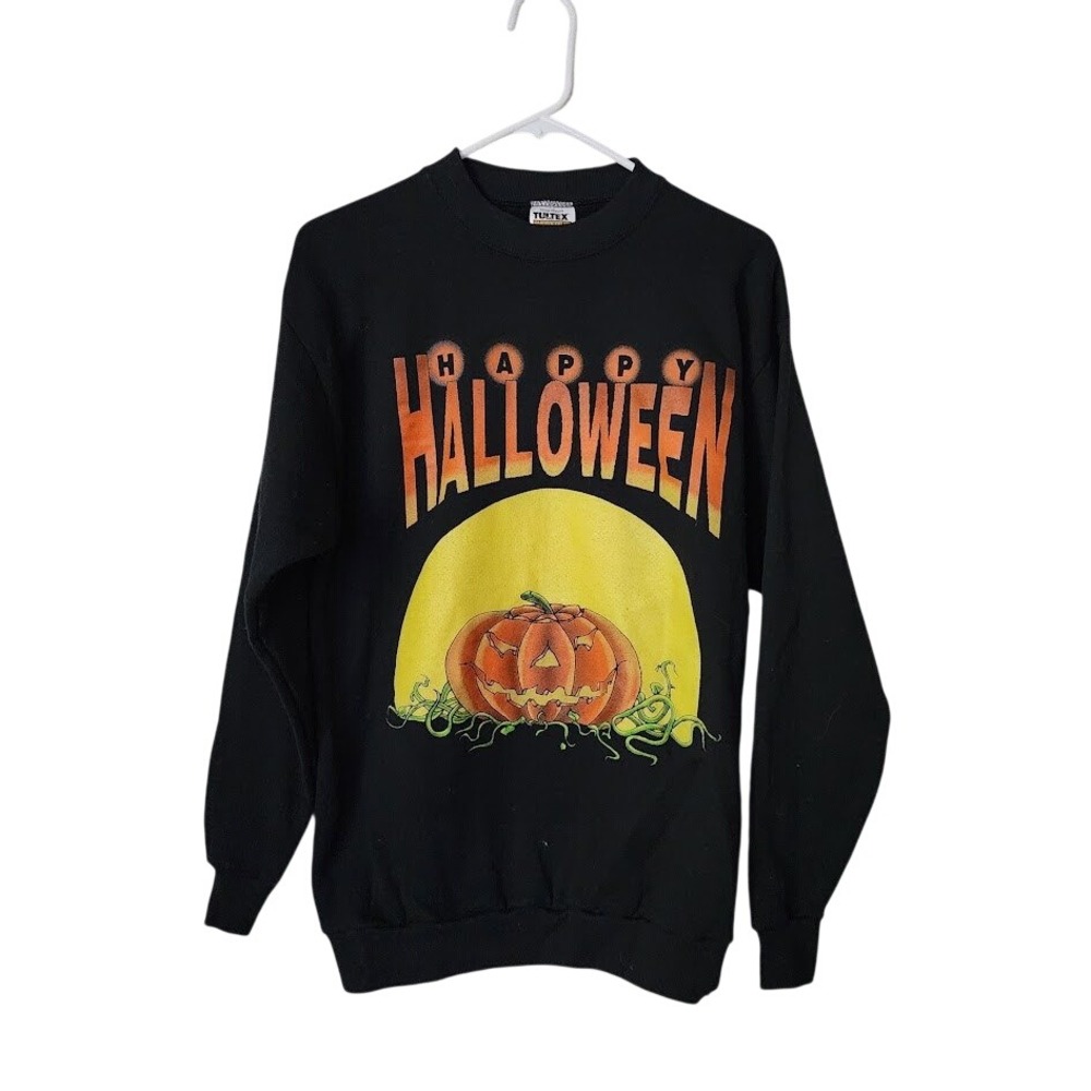 VINTAGE 90's Halloween Graphic Spooky Pumpkin Moon crewneck sweatshirt M